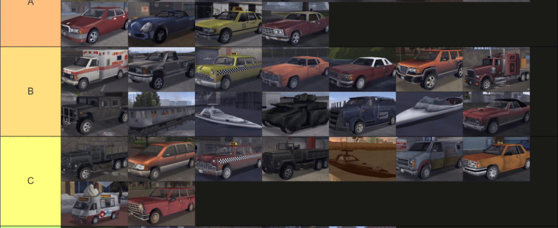 GTA 3 Vehicle Tier List
