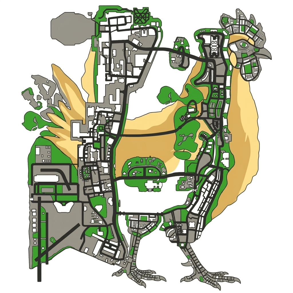I made a chicken out of the Vice City map