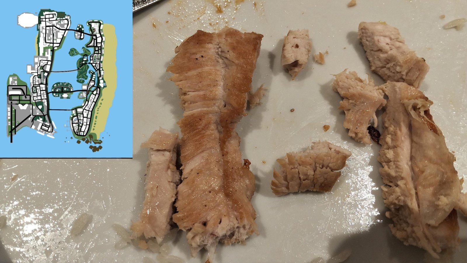 I made the Vice City map out of chicken